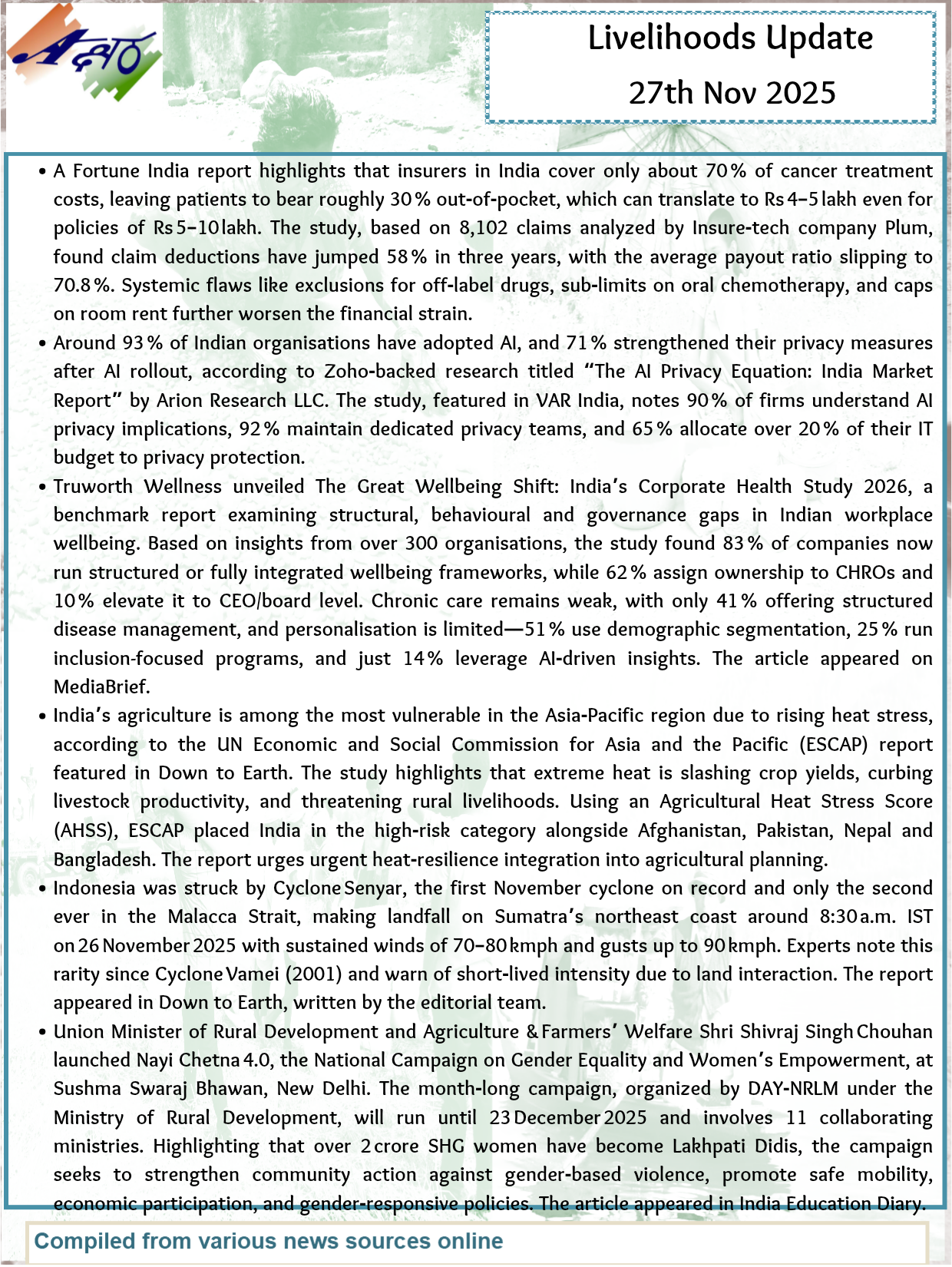 Livelihood Paper Livelihoods Update 27 Nov 2025 : Akshara Livelihoods